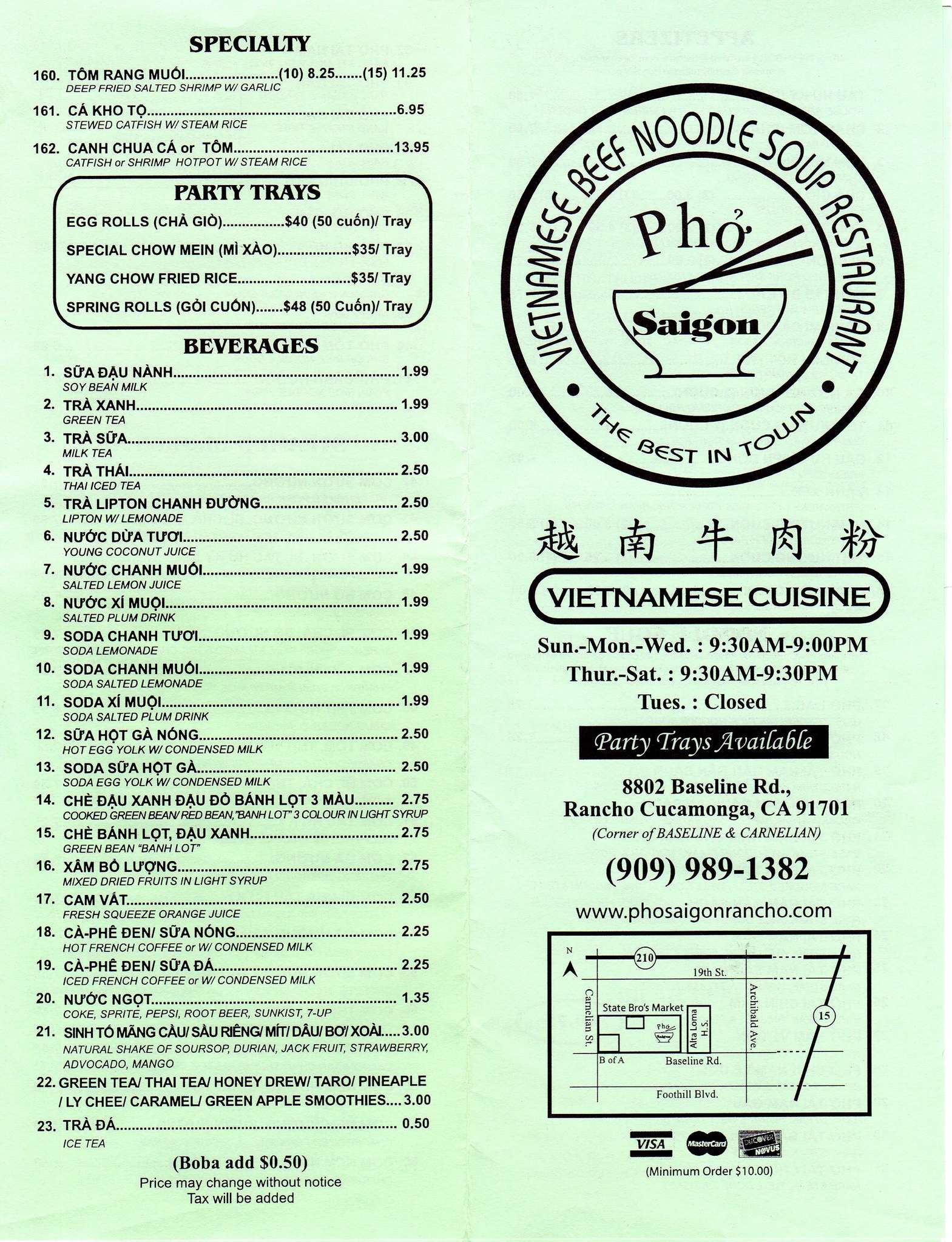 Pho Saigon Vietnamese Cuisine Menu - Urbanspoon/Zomato