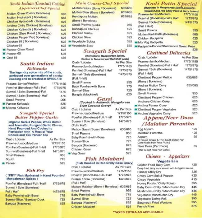 Swagath Noida Sector 18 menu