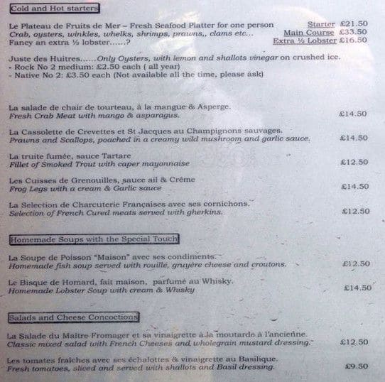 Lobster Pot Menu, Menu for Lobster Pot, Kennington, London Zomato UK