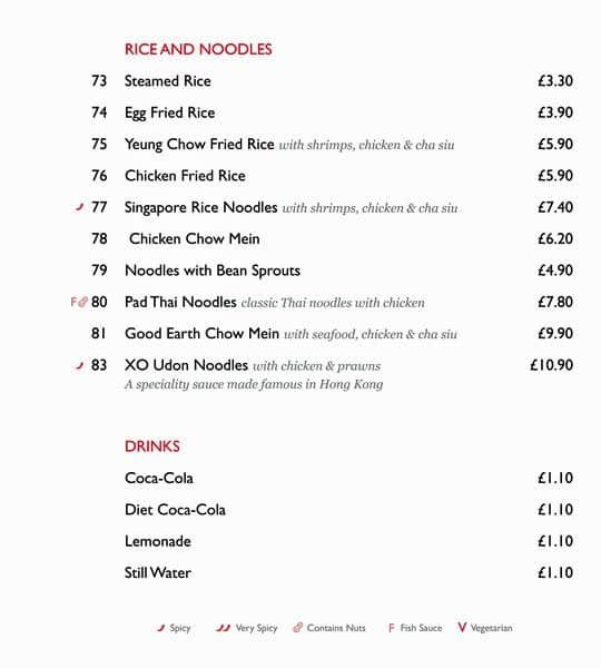 Menu at The Good Earth fast food, London, 81 Ridgway