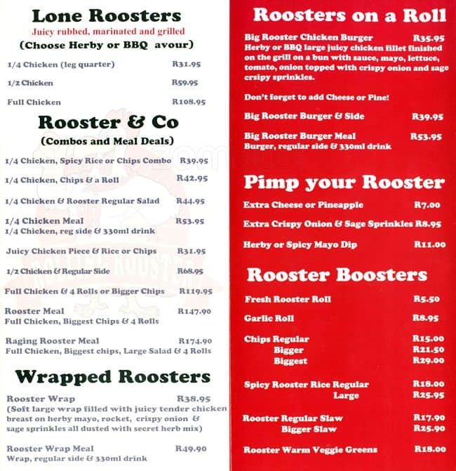 Rolling Rooster Menu, Menu for Rolling Rooster, Wynberg, Johannesburg Zomato SA