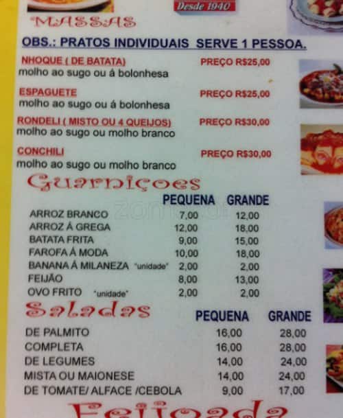 Bar do Lopes cardápio