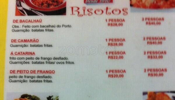 Bar do Lopes cardápio