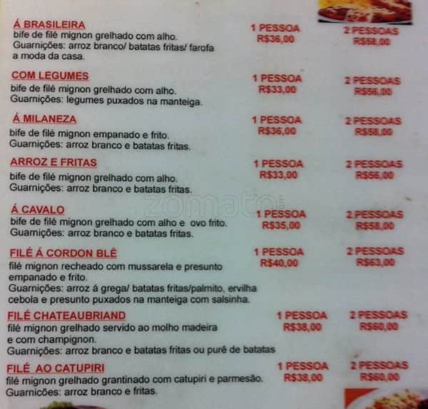 Bar do Lopes cardápio