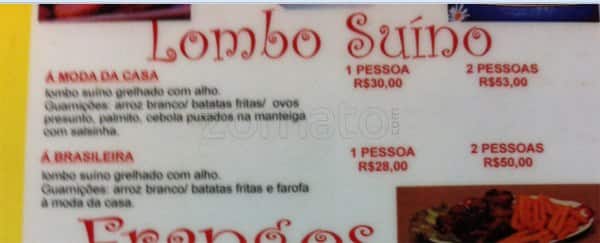 Bar do Lopes cardápio