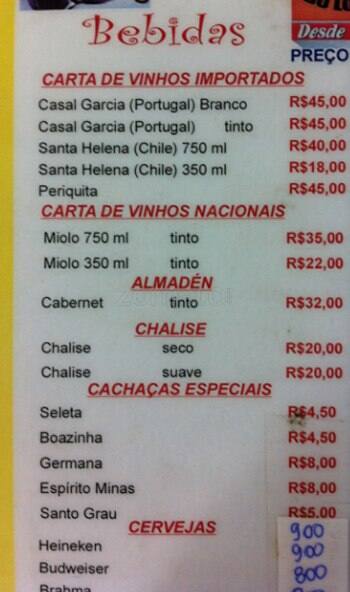 Bar do Lopes cardápio