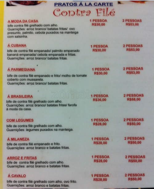 Bar do Lopes cardápio