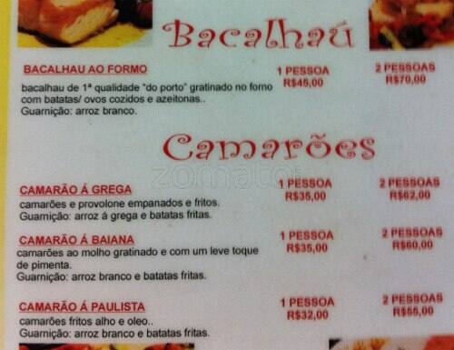 Bar do Lopes cardápio