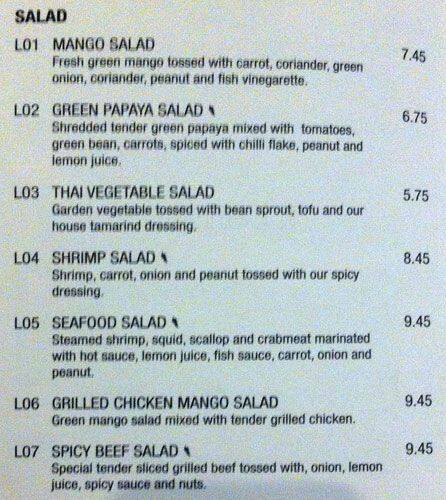 Menu de Basil Express