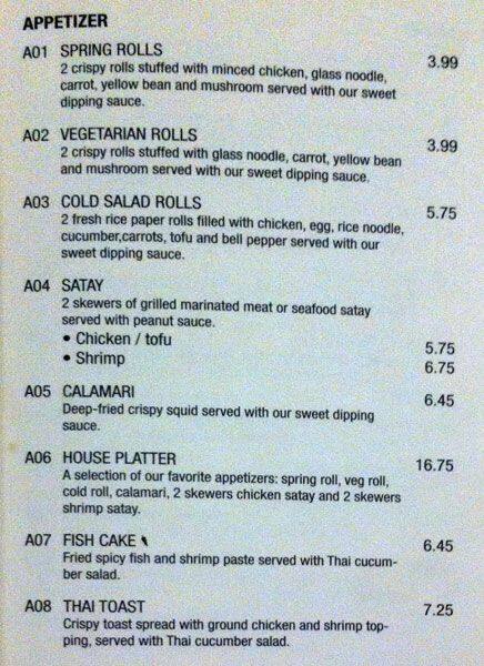 Menu de Basil Express