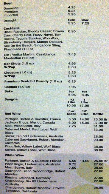 Menu de Basil Express