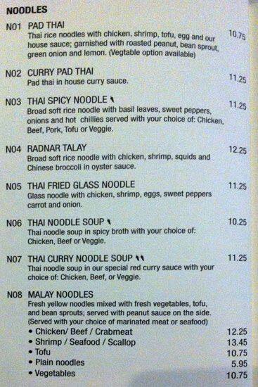 Menu de Basil Express