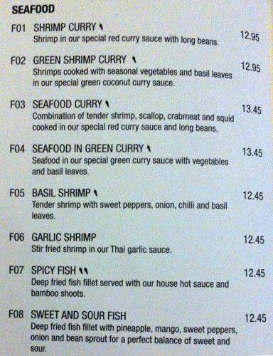 Menu de Basil Express