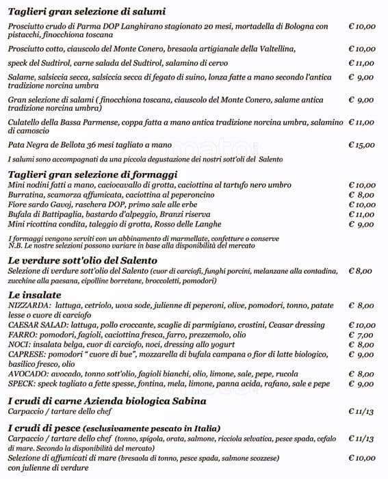 Menu di Caffetteria Carli 