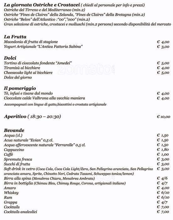 Menu di Caffetteria Carli 