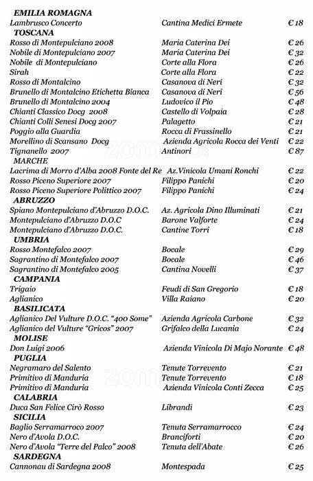Menu di Caffetteria Carli 