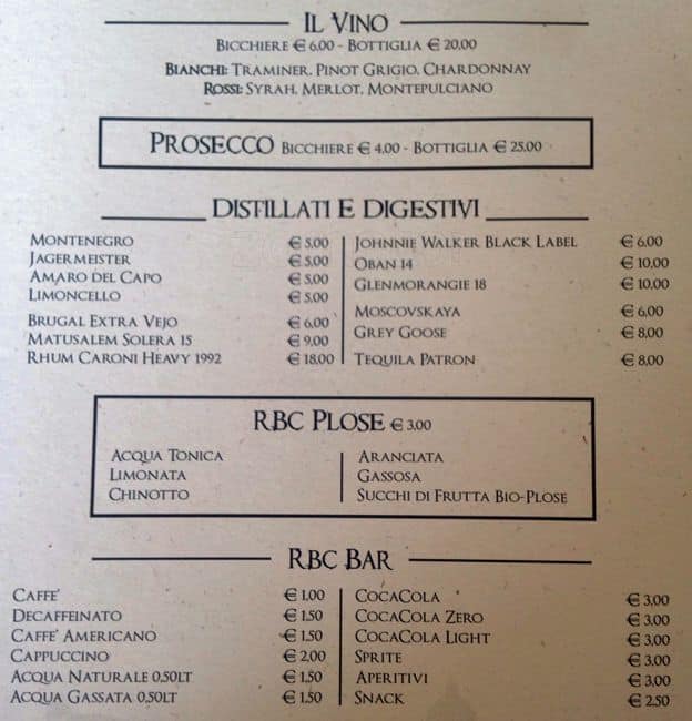 Menu di Roma Beer Company 