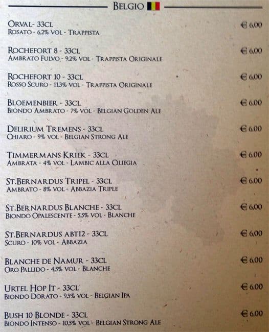 Menu di Roma Beer Company 