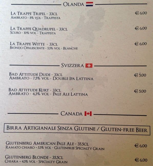 Menu di Roma Beer Company 