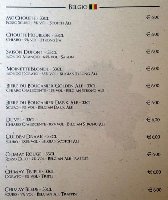 Menu di Roma Beer Company 