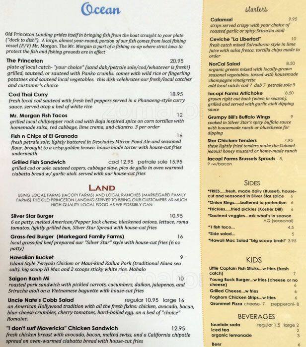 Silver Star Grill a Half Moon Bay Foto del Menu con Prezzi
