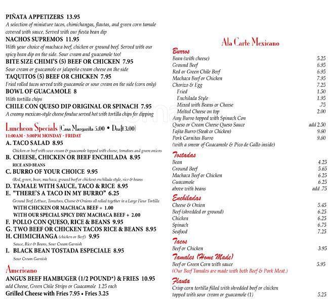 Menu at La Piñata Mexican Food Restaurant, Phoenix, N 7th Ave