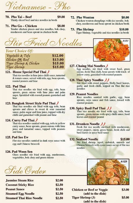 Lily Thai Cuisine Menu Menu For Lily Thai Cuisine Halton Hills Toronto