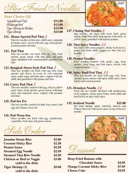 Lily Thai Cuisine Menu Menu For Lily Thai Cuisine Halton Hills Toronto