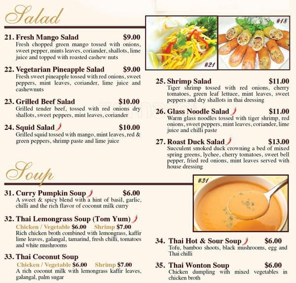 Lily Thai Cuisine Menu Menu For Lily Thai Cuisine Halton Hills Toronto