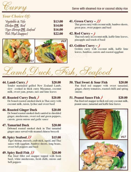 Lily Thai Cuisine Menu Menu For Lily Thai Cuisine Halton Hills Toronto