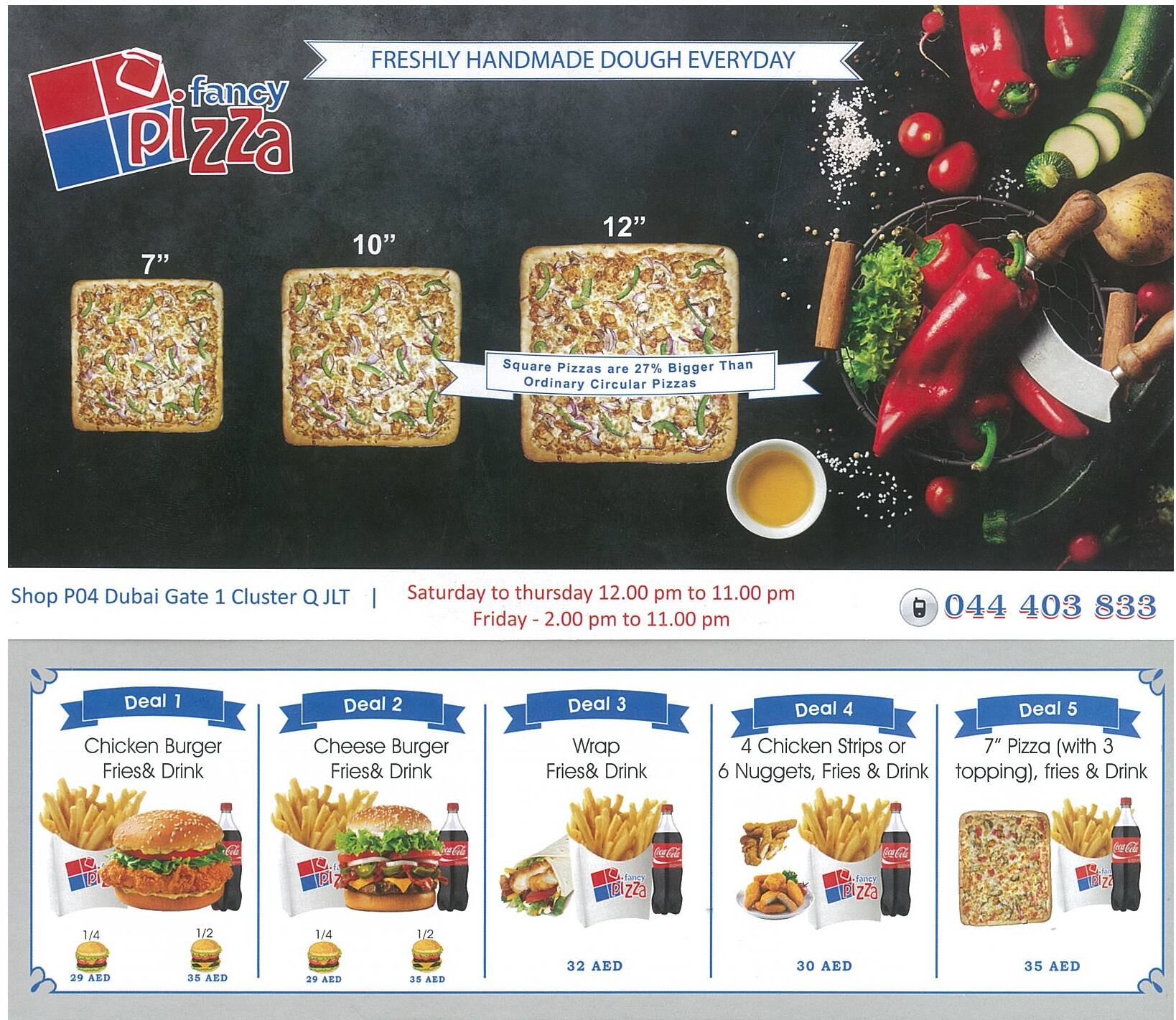 Fancy Pizza Menu, Menu for Fancy Pizza, Jumeirah Lake Towers (JLT