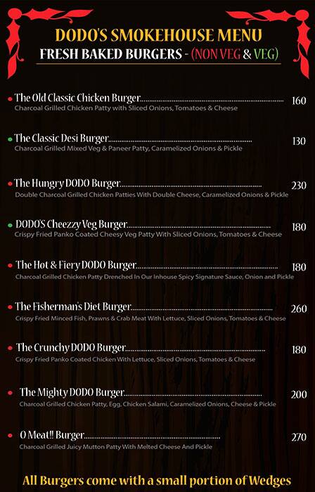 Dodo's Smokehouse menu