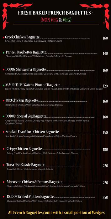 Dodo's Smokehouse menu