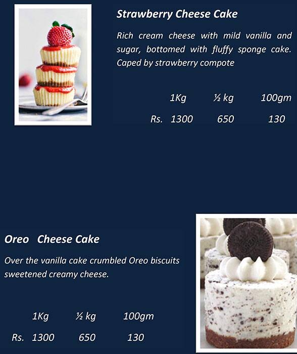 Menu of Mom's Cheese Cake, Velachery, Chennai