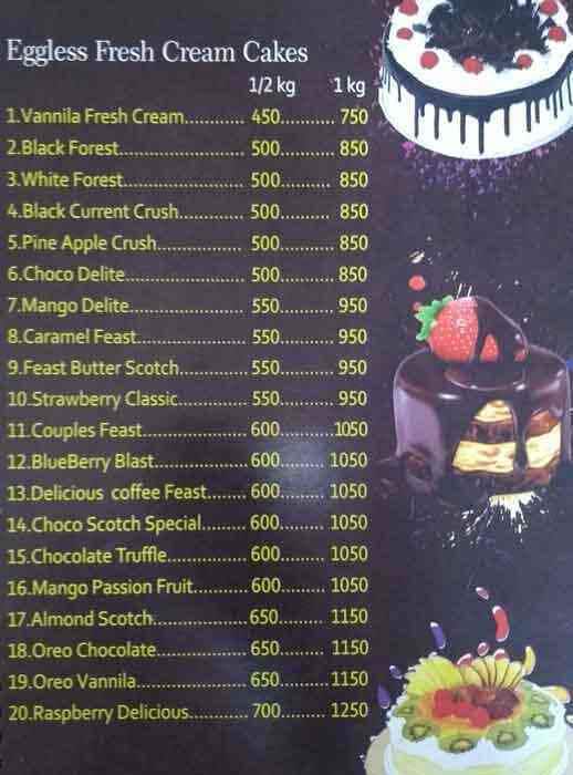 Menu of Cake Affair, Shahdara, New Delhi