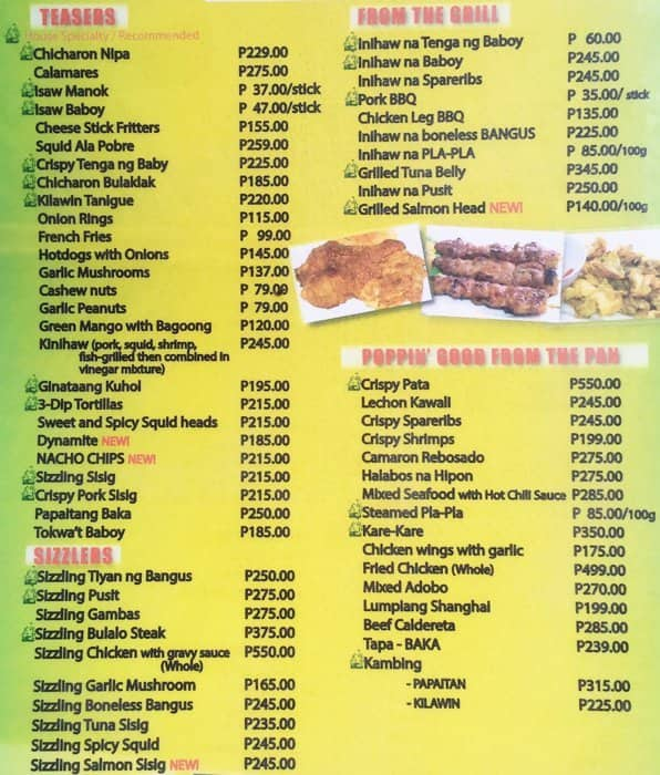 Nipa Hut Motoyori Menu, Menu for Nipa Hut Motoyori, Oranbo, Pasig City ...