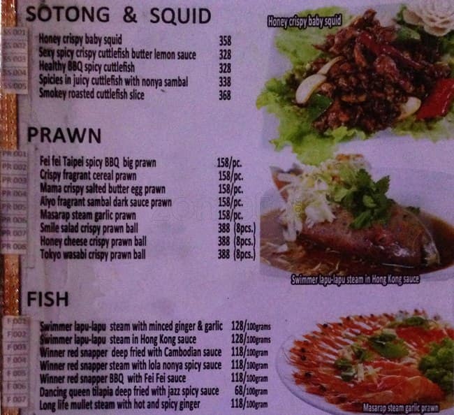 Spring Singapura menu