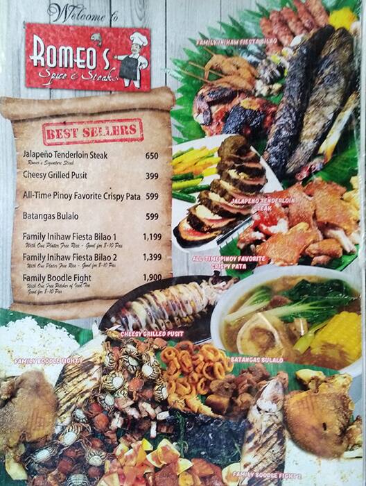 Romeo's Spice and Steaks Menu, Menu for Romeo's Spice and Steaks, Santa
