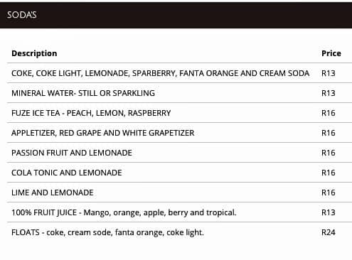 Tashreeqas Menu Menu For Tashreeqas Crawford Cape Town