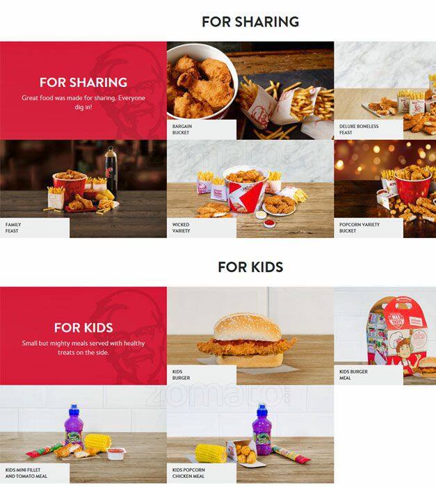 KFC menu