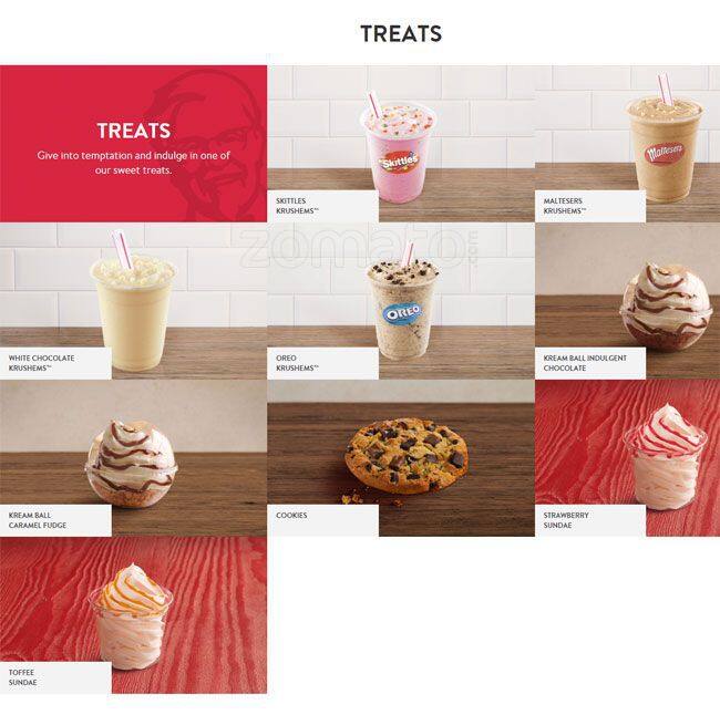 KFC menu