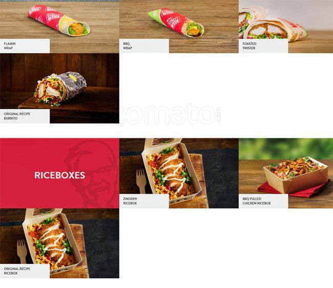 KFC menu