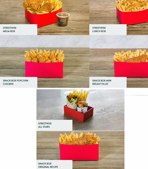 KFC menu