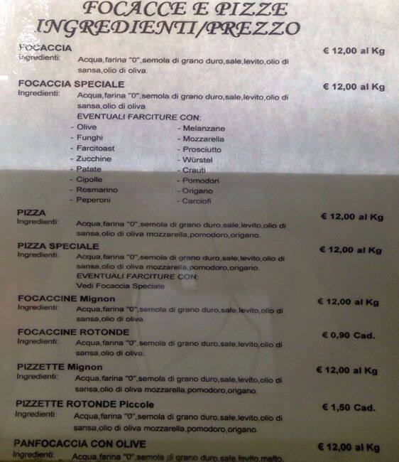 Menu di Panetteria Gabaglio - Il Pane dal 1926 
