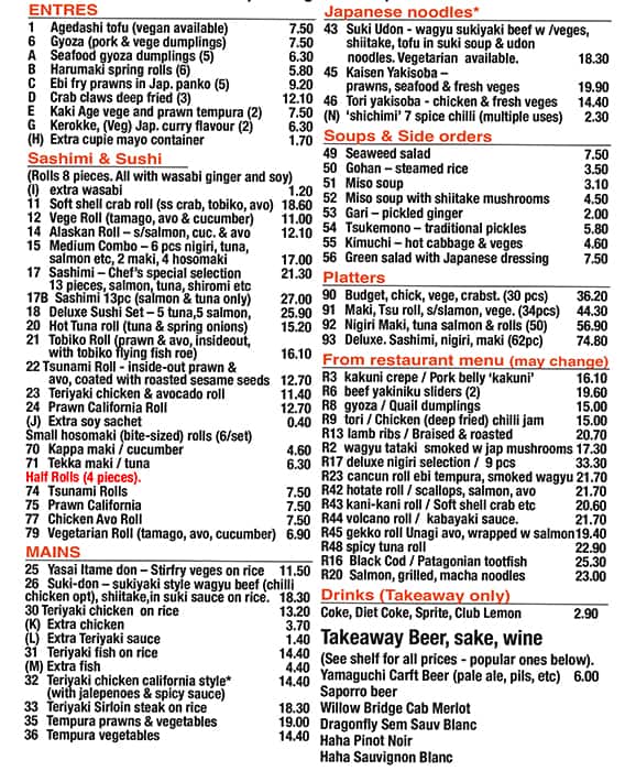 Tsunami restaurant near me menu