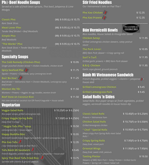 Chopsticks On Pho Menu, Menu for Chopsticks On Pho, Cloverdale, Surrey