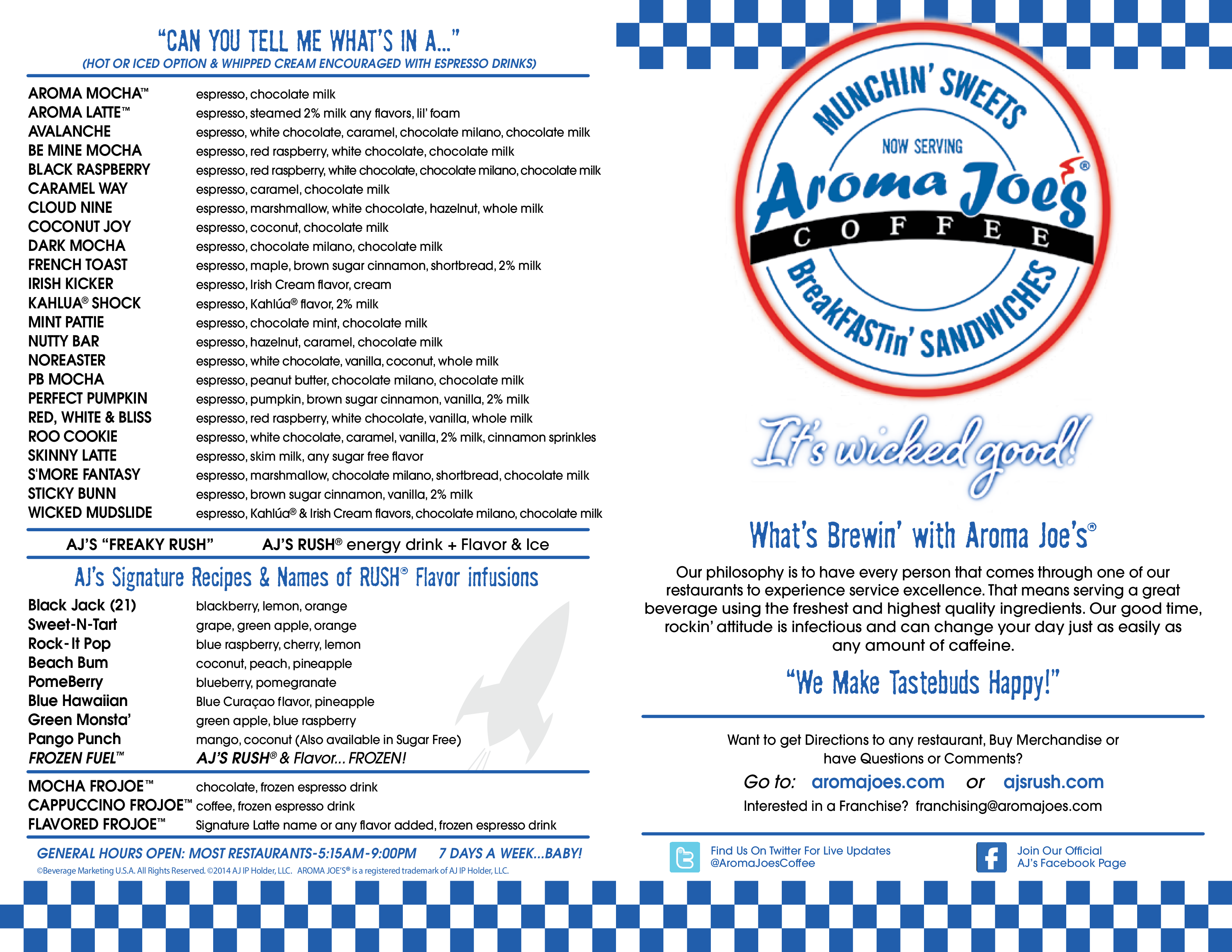 Aroma Joe's Menu, Menu for Aroma Joe's, South Paris, South Paris