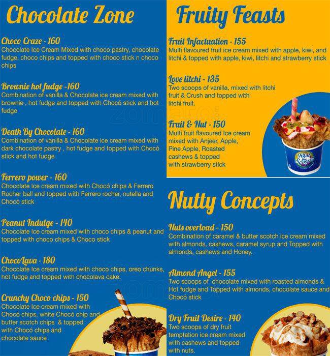 What The Scoop?! menu, Menu restauracji What The Scoop?!, Hitech City