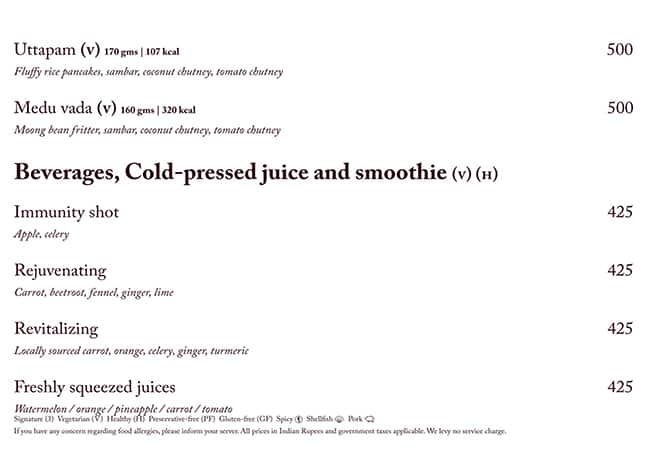 Menu of Three Kitchens Restaurant And Bar: The Ritz-Carlton, Yerawada, Pune
