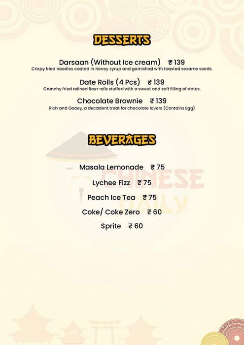 Chinese Daily menu